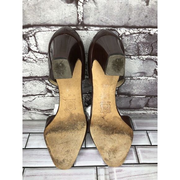 Silvia Florentina Brown Patent Leather Mary Jane Strap Heels Women Sz 9M US/40EU - Picture 12 of 16